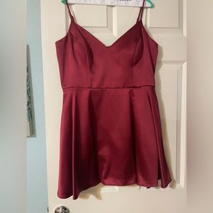 Burgundy Homecoming Mini Dress, Pockets